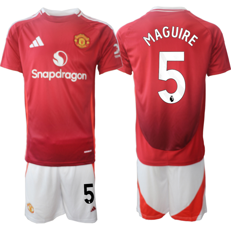 Men 2024-2025 Club Manchester United home Red #5 Soccer Jersey->manchester united jersey->Soccer Club Jersey